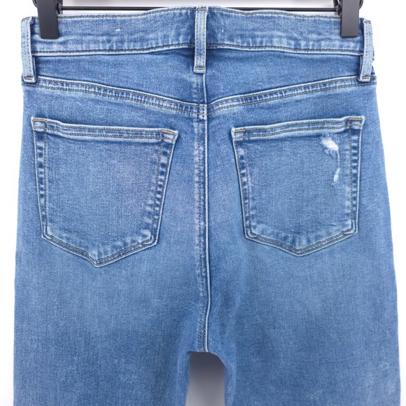 LOFT Women Jeans The Skinny 27/4 Blue Distressed Raw Hem High Rise - Picture 4 of 11